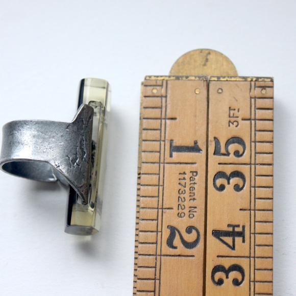 Anne-Marie Chagnon extra large bague ring wide pewter resin étain size US 8 - Picture 14 of 14